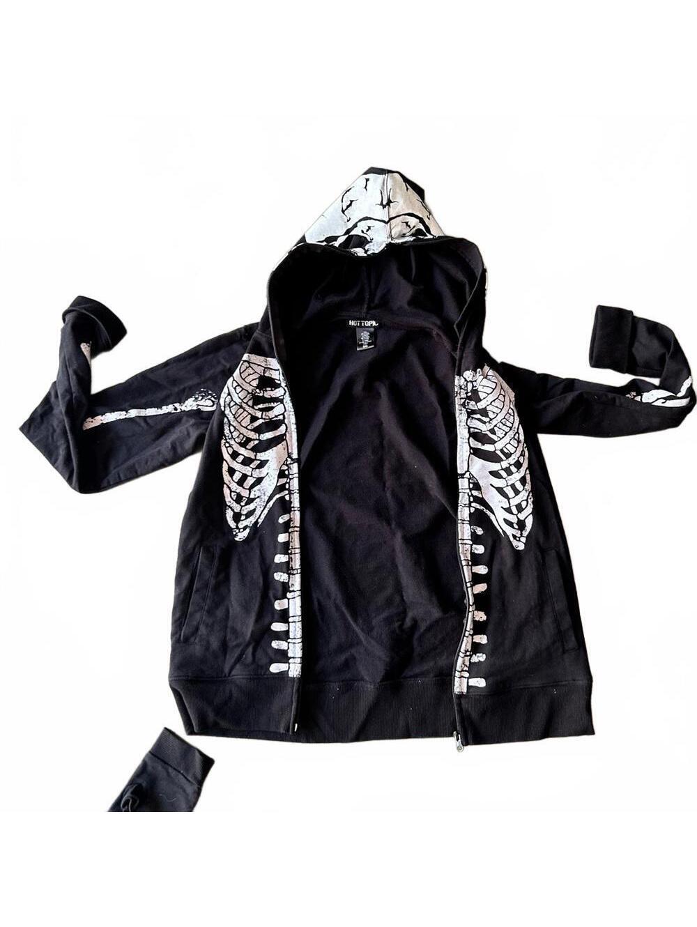Skeleton Costume Hoodie Leggings Gloves | size small- medium
